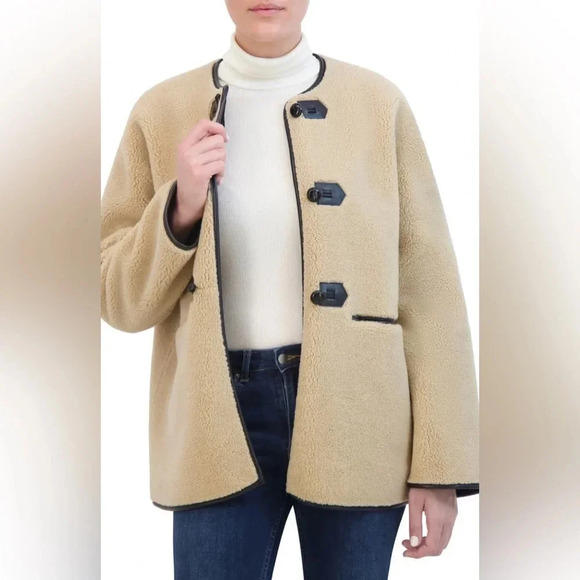 NWT Rebecca Minkoff Fuzzy Shearling Toggle Button Jacket Size XL. - Picture 3 of 12